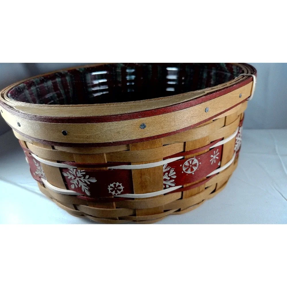 Longaberger‎ 2010 Christmas Falling Snow Red Basket with Lid